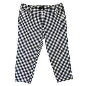 Talbots Hampshire Ankle Pants 18WP Black White Gingham Check Petite Stretch